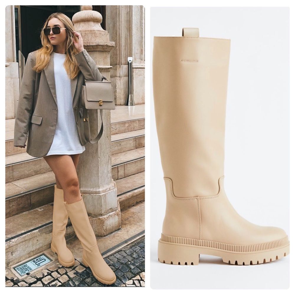 H&M Tall Boots Bloggers Fav Beige New